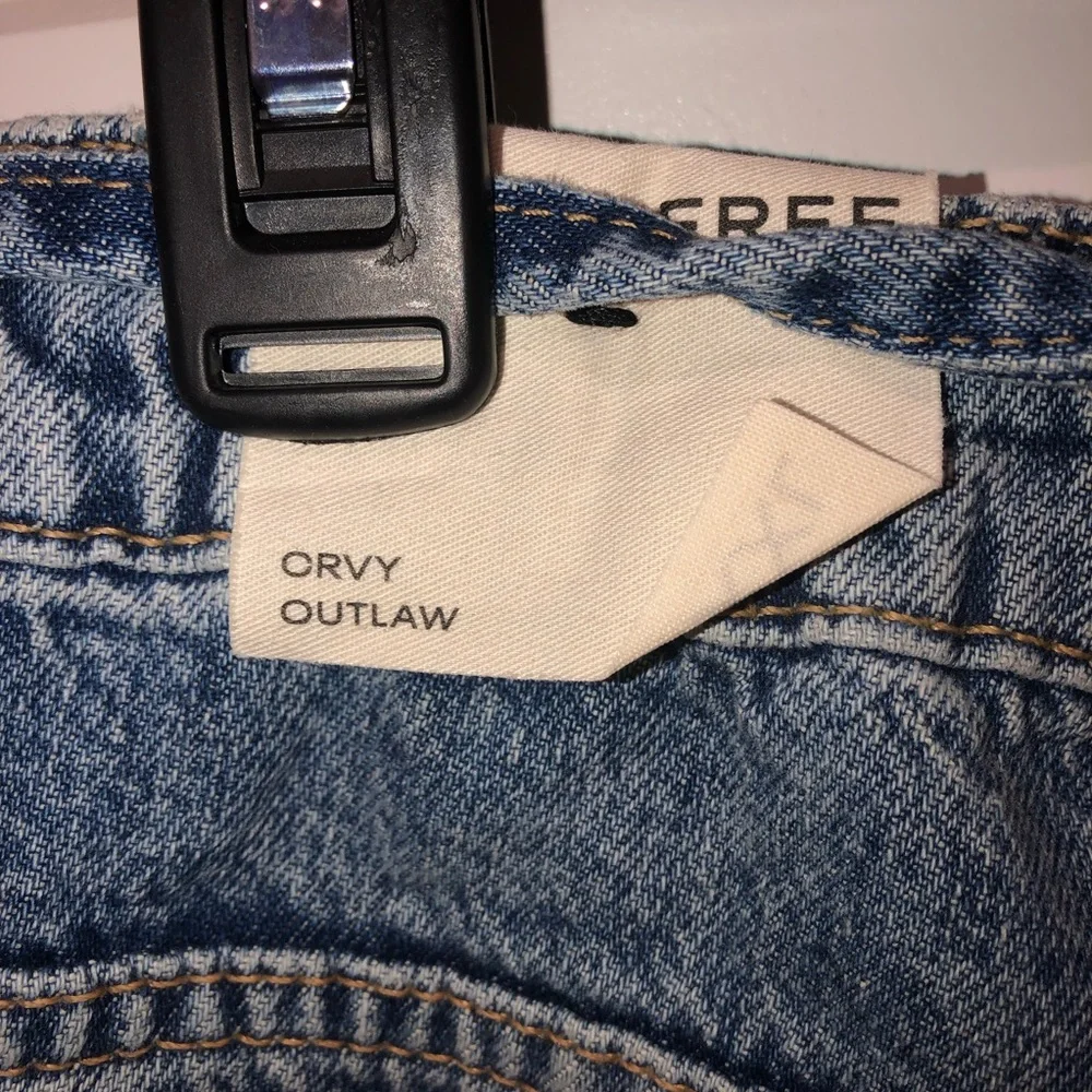 We The Free by Free People CRVY Outlaw Wide Leg Denim Blue Jeans sz XXL